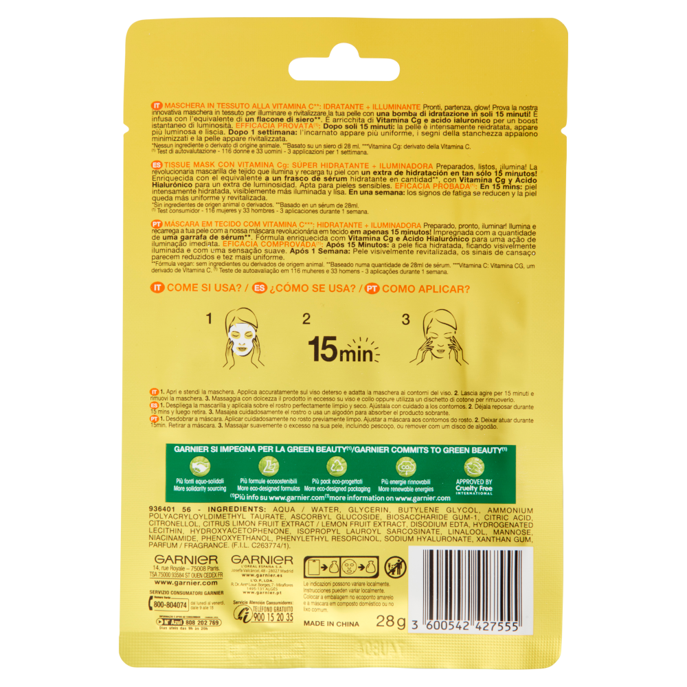 Garnier SkinActive Maschera in Tessuto con Vitamina C 28 ml, , large