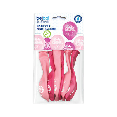 Baby Girl Pastel Balloons 6 Pezzi