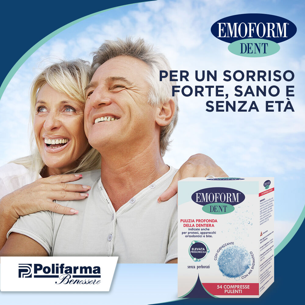Emoform Dent Compresse Effervescenti per la Pulizia della Dentiera 54 Pezzi, , large