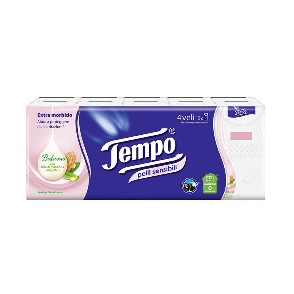 Tempo Fazzoletti Pelli Sensibili 10 Pacchetti, , large