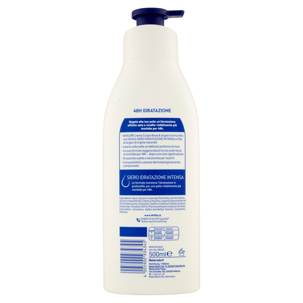 Nivea Crema Corpo Rosa e Argan Pump da 500 ml, , large