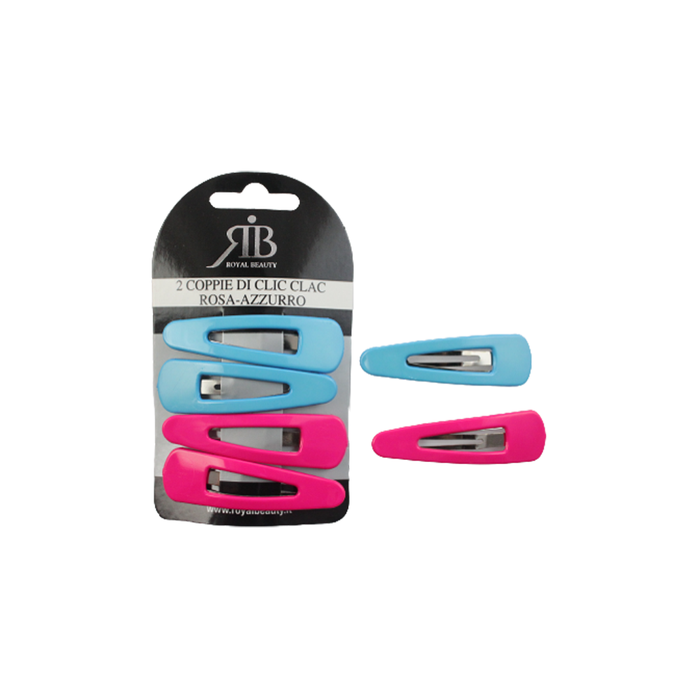 Royal Beauty Clic Clac 2 Coppie Rosa e Azzurro, , large