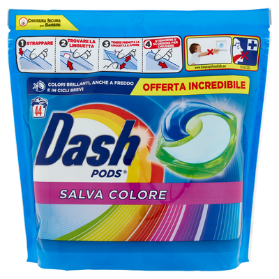 Dash Pods Salvacolore Detersivo Lavatrice 44 Pezzi