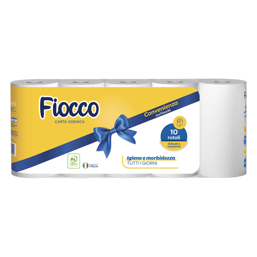 Fiocco Carta Igienica 160 Strappi 10 Rotoli, , large