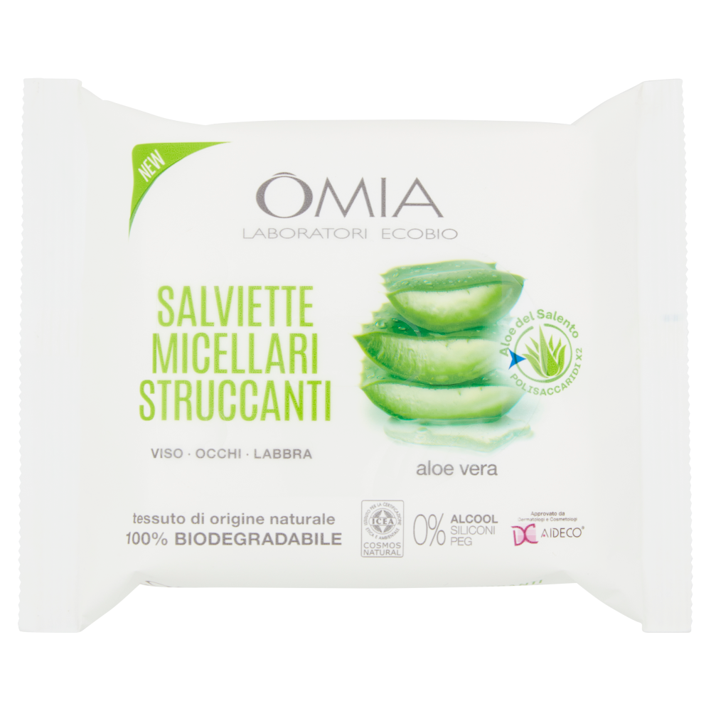 Omia Ecobio Aloe Vera Salviette Micellari Struccanti 20 Pezzi, , large