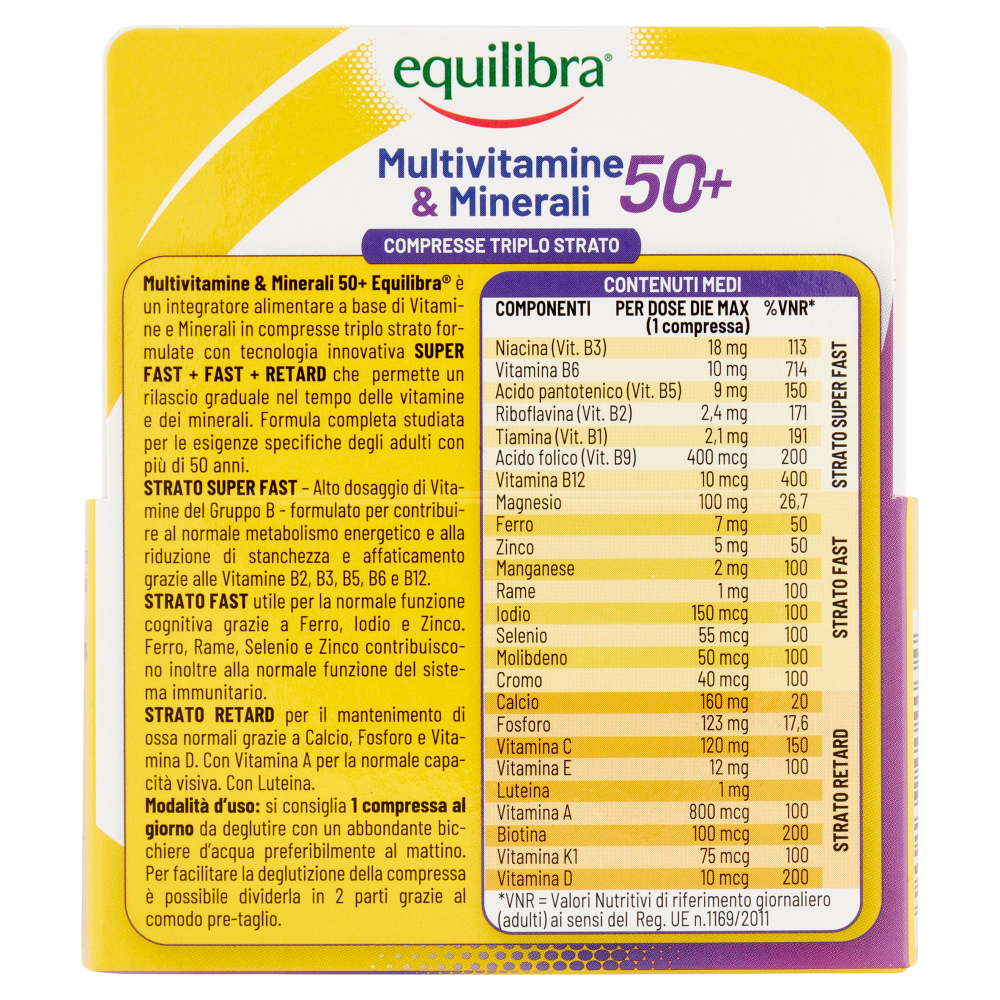 Equilibra Multivitamine & Minerali 50+ 30 Compresse Triplo Strato, , large
