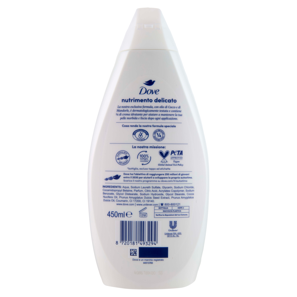 Dove Bagnodoccia Delicato Olio di Cocco e Mandorle 450 ml, , large