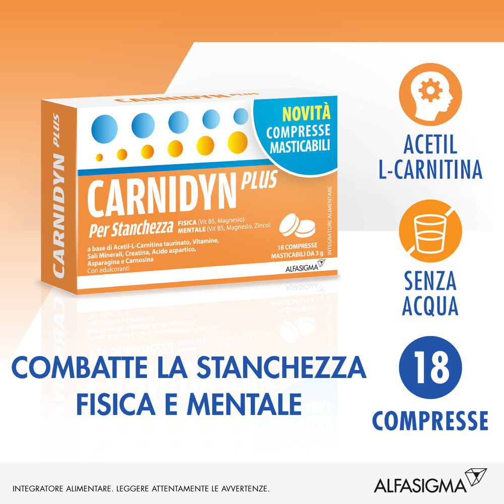 Carnidyn Plus per Stanchezza 18 Compresse Masticabili, , large
