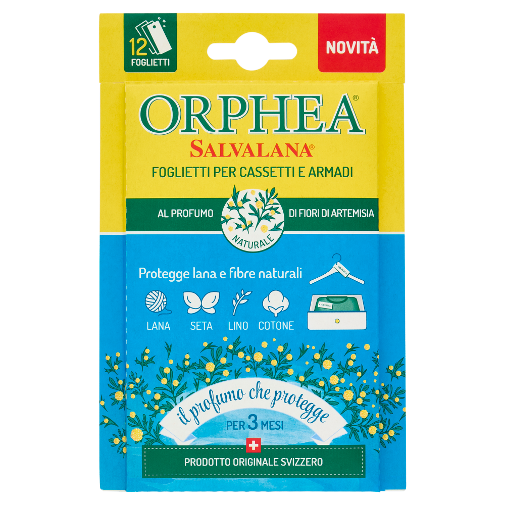 Orphea Salvalana Foglietti per Cassetti e Armadi al Profumo di Fiori di Artemisia 12 Pezzi, , large