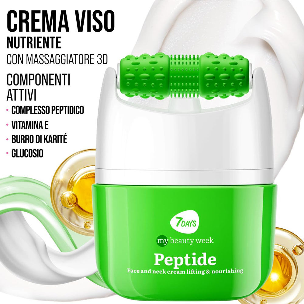 7Days Crema Viso Peptidi con Massaggiatore Eeffetto Lifting e Idratante 40 ml, , large