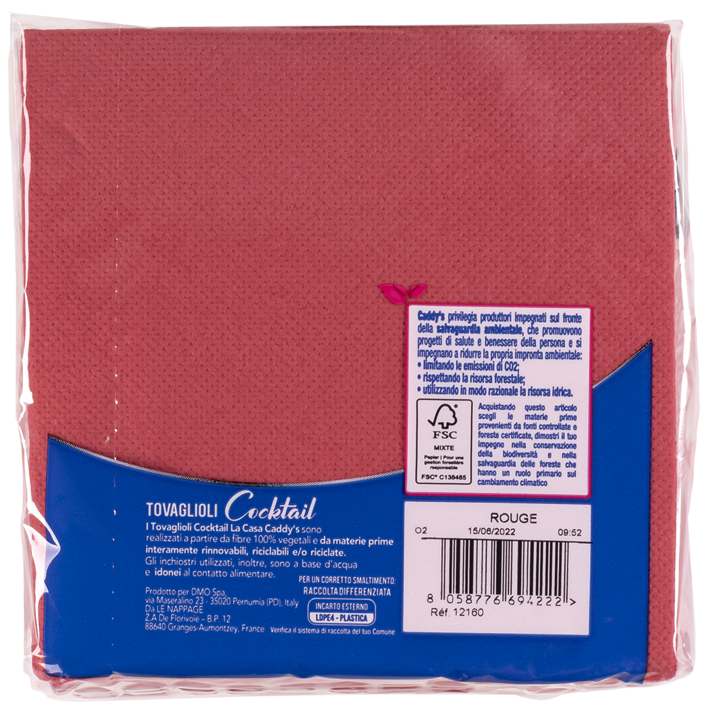 Caddy's Tovaglioli 24x25 Rosso 40 Pezzi, , large