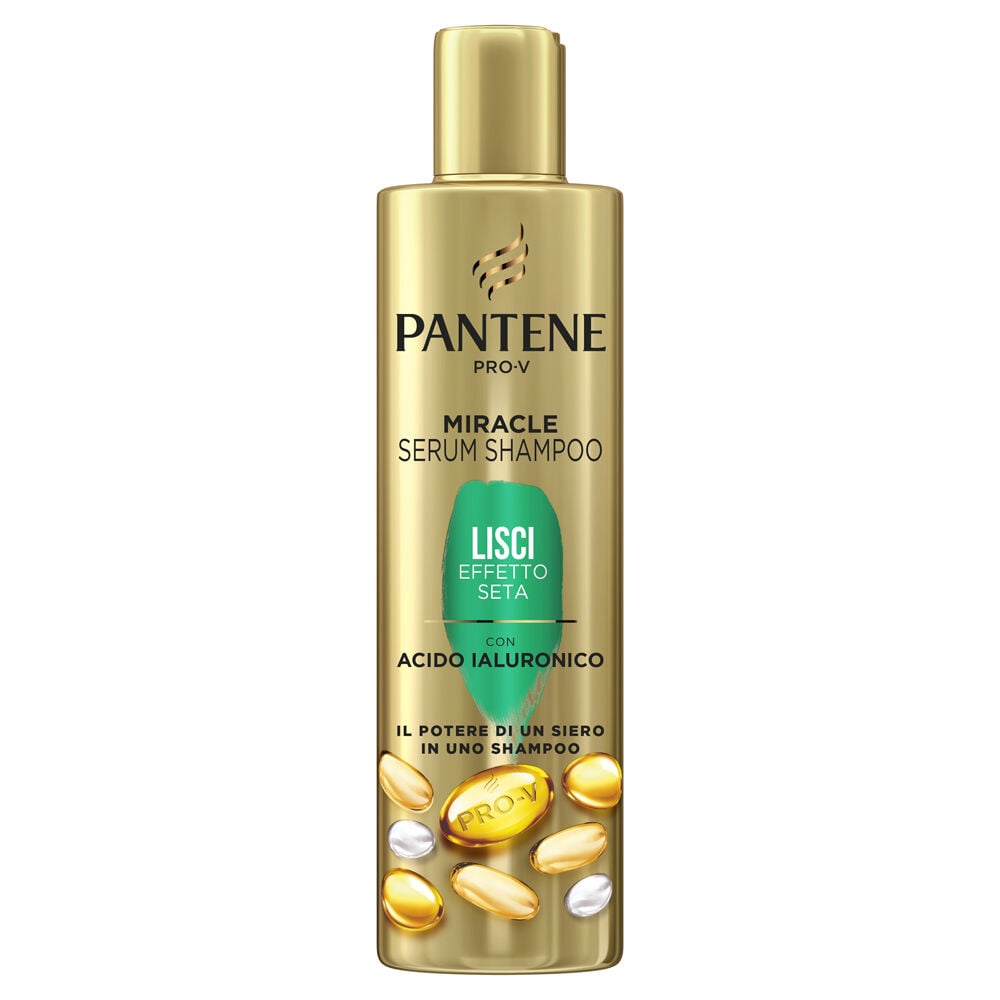 Pantene Pro-V Miracle Serum Shampoo, Lisci Effetto Seta, Ideale per Capelli Secchi, Opachi o Tendenti al Crespo, con Acido Ialuronico 250 ml, , large