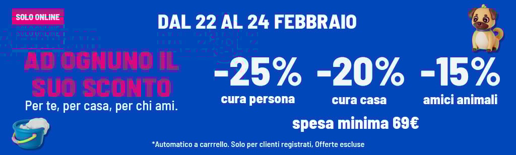 -25% persona, -20% casa, -15% amici animali