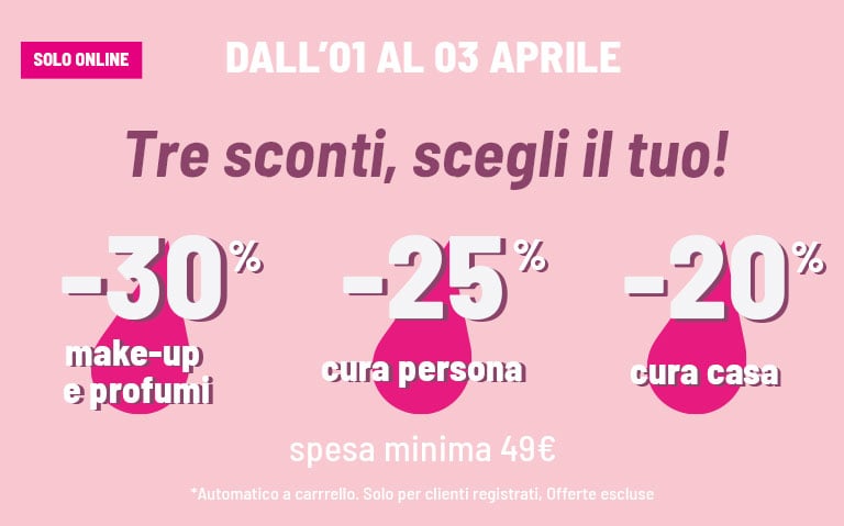 -30% make-up e profumi, -25% persona, -20% casa