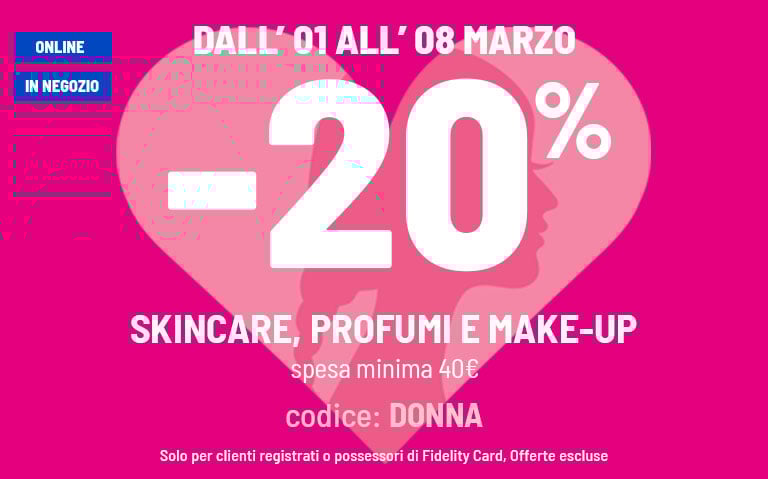 20% skincare, make up e profumeria