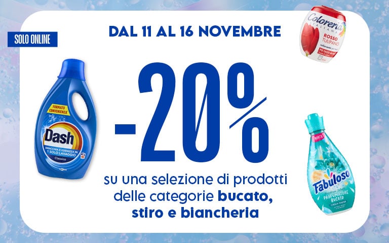 20% Bucato e Stiro Biancheria