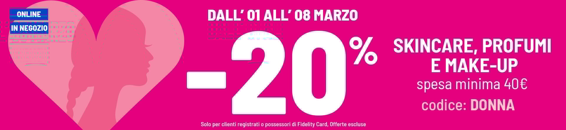 20% skincare, make up e profumeria