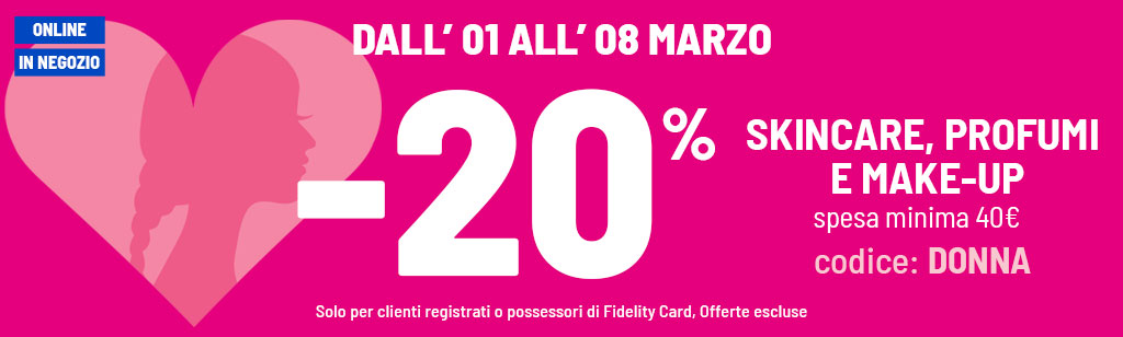 20% skincare, make up e profumeria